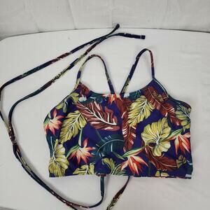 Zaful Womens Multicolor Leaf Print Criss Cross Back‎ Swim Bikini Top Size 6